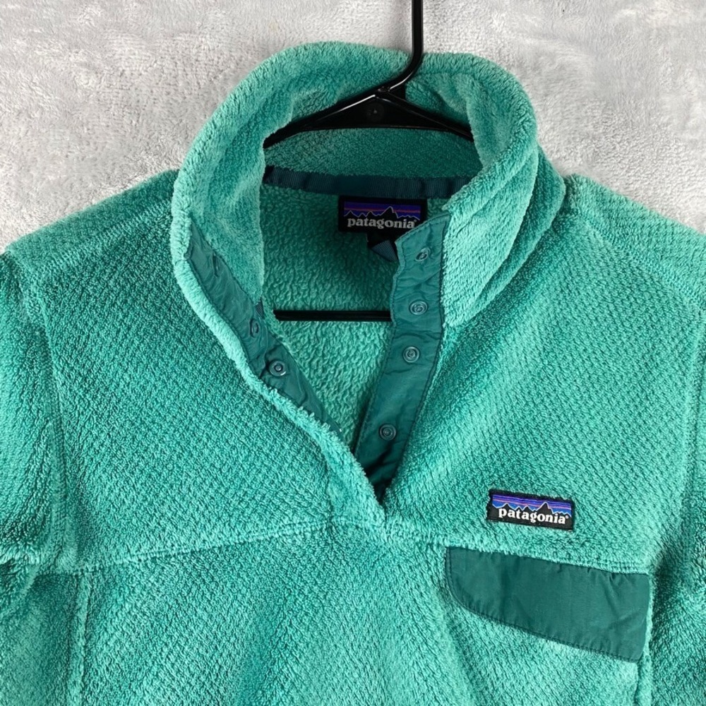Patagonia Retool Snap-T Pullover Womens Medium Green Sweatshirt Grid Fleece - Picture 4 of 11